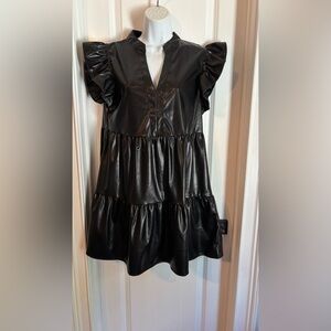 Entro Elegant Black Leather Dress